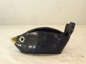Fugleskål i keramik med guldneb